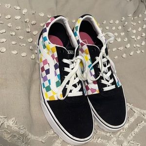 Vans rainbow checkered sneakers (W/11 M/9)
